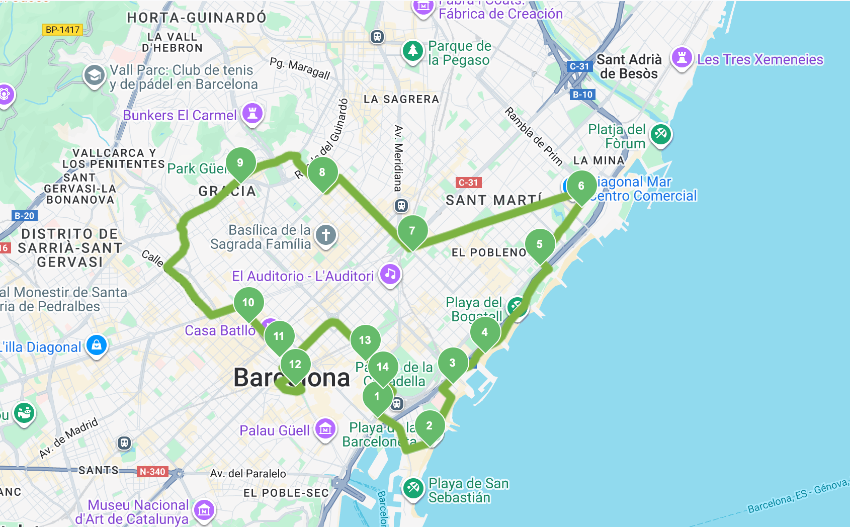 Ruta-Verde-Bus-Turístico-Barcelona-City-Tour